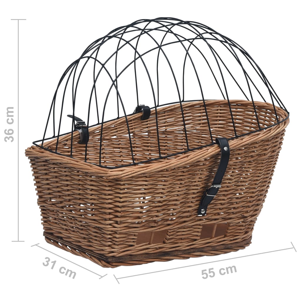 vidaXL Kôš na zadný nosič na bicykel s poťahom 55x31x36 cm prírodná vŕba