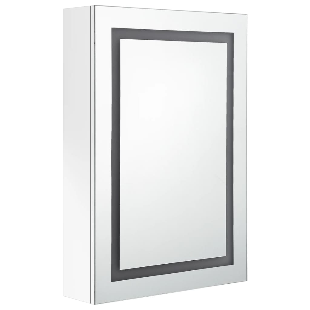 vidaXL Kúpeľňová skrinka s LED a zrkadlom, lesklá biela 50x13x70 cm