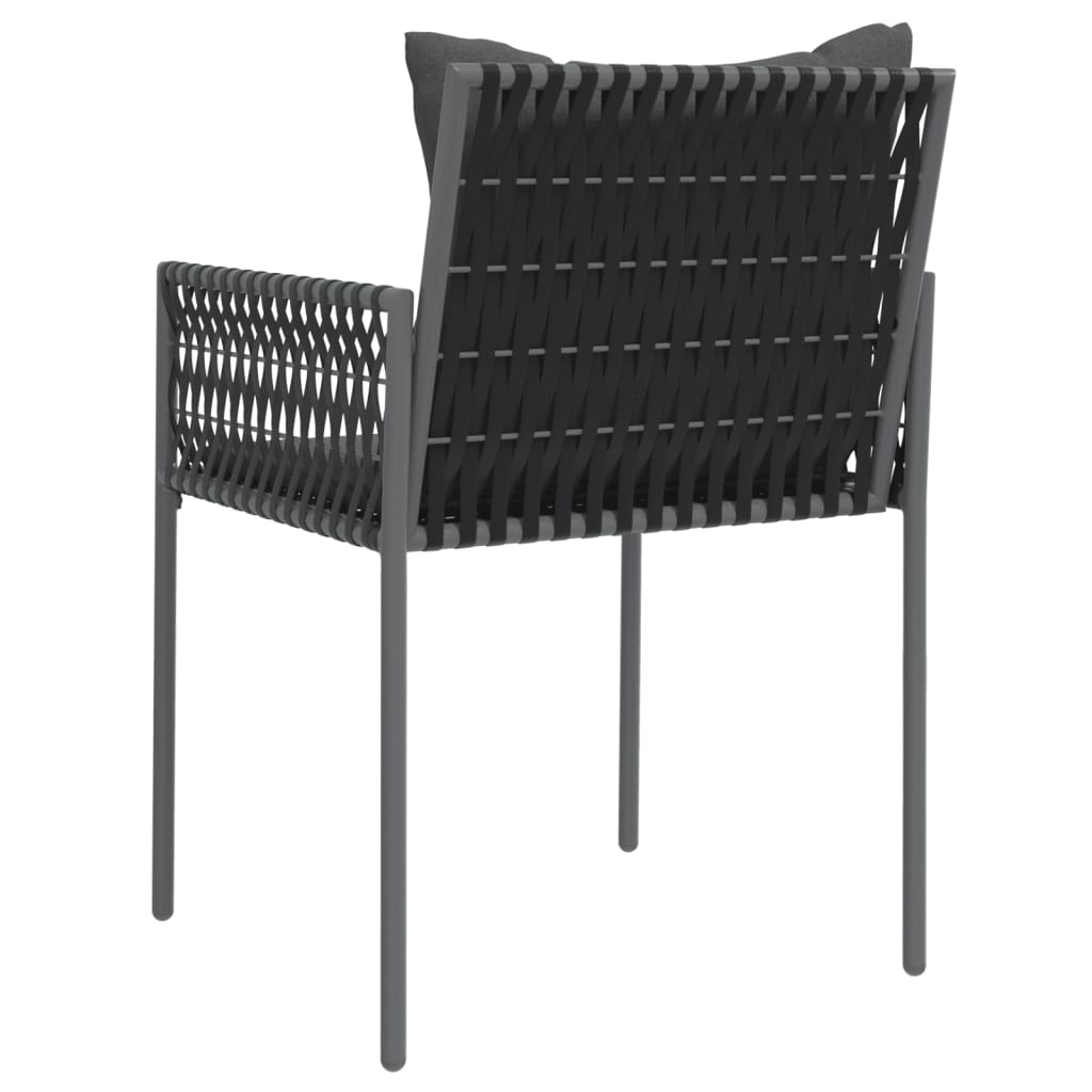vidaXL Záhradné stoličky s vankúšmi 2 ks čierne 54x61x83 cm polyratan