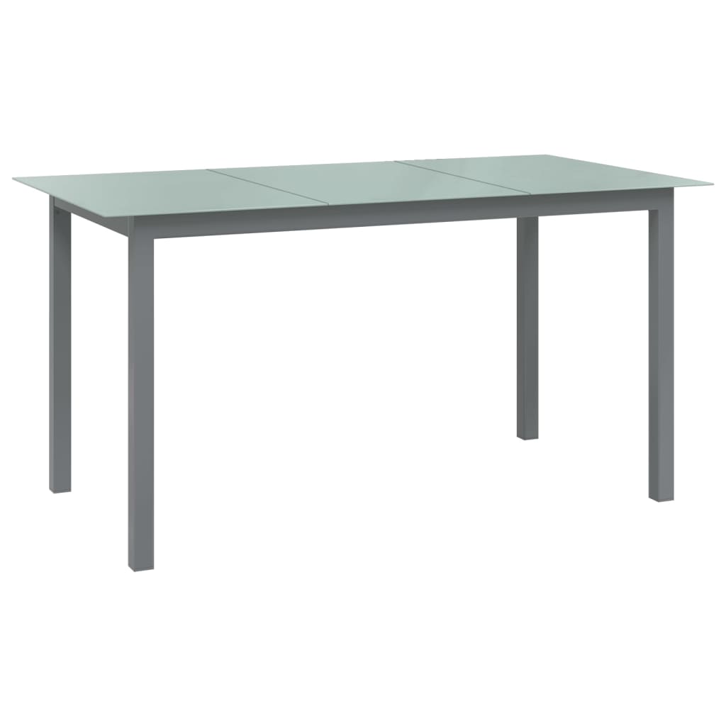 vidaXL Záhradný stôl bledosivý 150x90x74 cm hliník a sklo