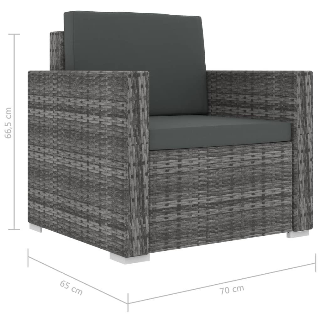 vidaXL 13-dielna záhradná sedacia súprava + podložky, polyratan, sivá