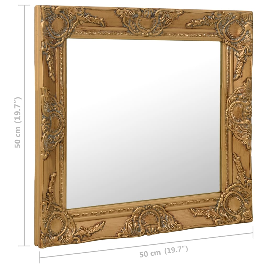 vidaXL Nástenné zrkadlo v barokovom štýle 50x50 cm zlaté