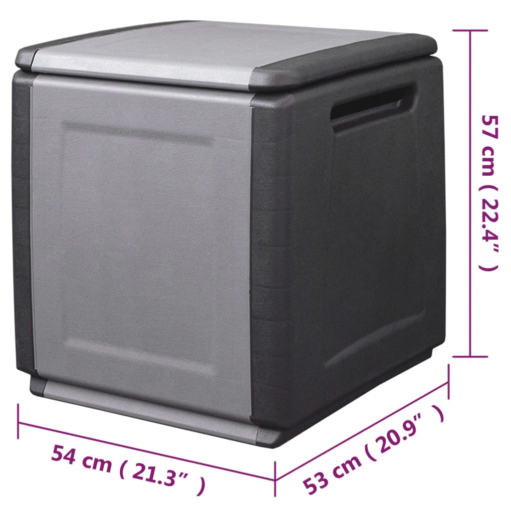 vidaXL Záhradný úložný box 54x53x57 cm 130 l šedo-čierny