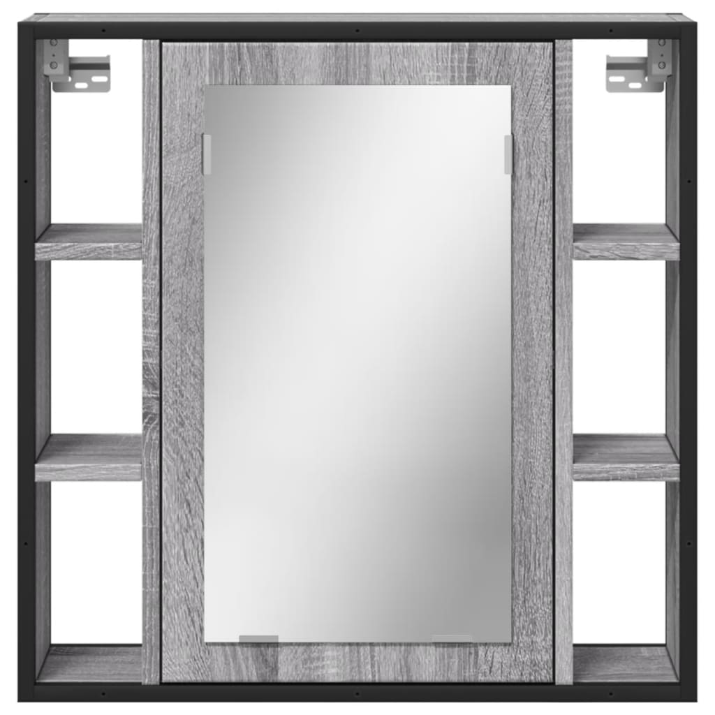 vidaXL Kúpeľ. skrinka so zrkadlom sivá sonoma 60x16x60cm kompoz. drevo