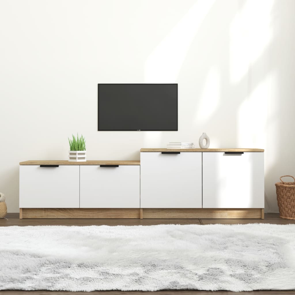 vidaXL TV stolík biely a sonoma 158,5x36x45 cm spracované drevo