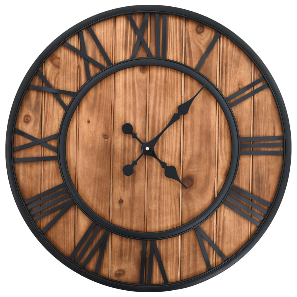 vidaXL Vintage nástenné hodiny s pohonom Quartz drevo a kov 60 cm XXL