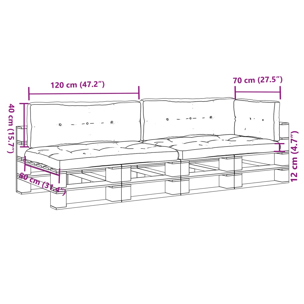 vidaXL Podložky na paletový nábytok 5 ks, sivé, látka