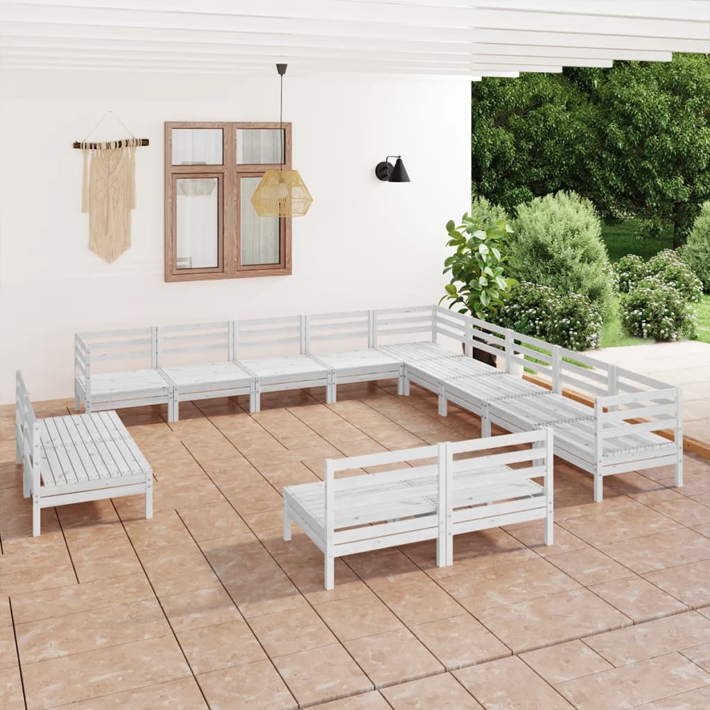 vidaXL 13-dielna záhradná sedacia súprava, borovicový masív, biela