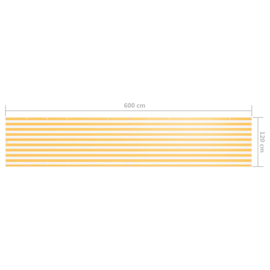 vidaXL Balkónová markíza, biela a žltá 120x600 cm, oxfordská látka