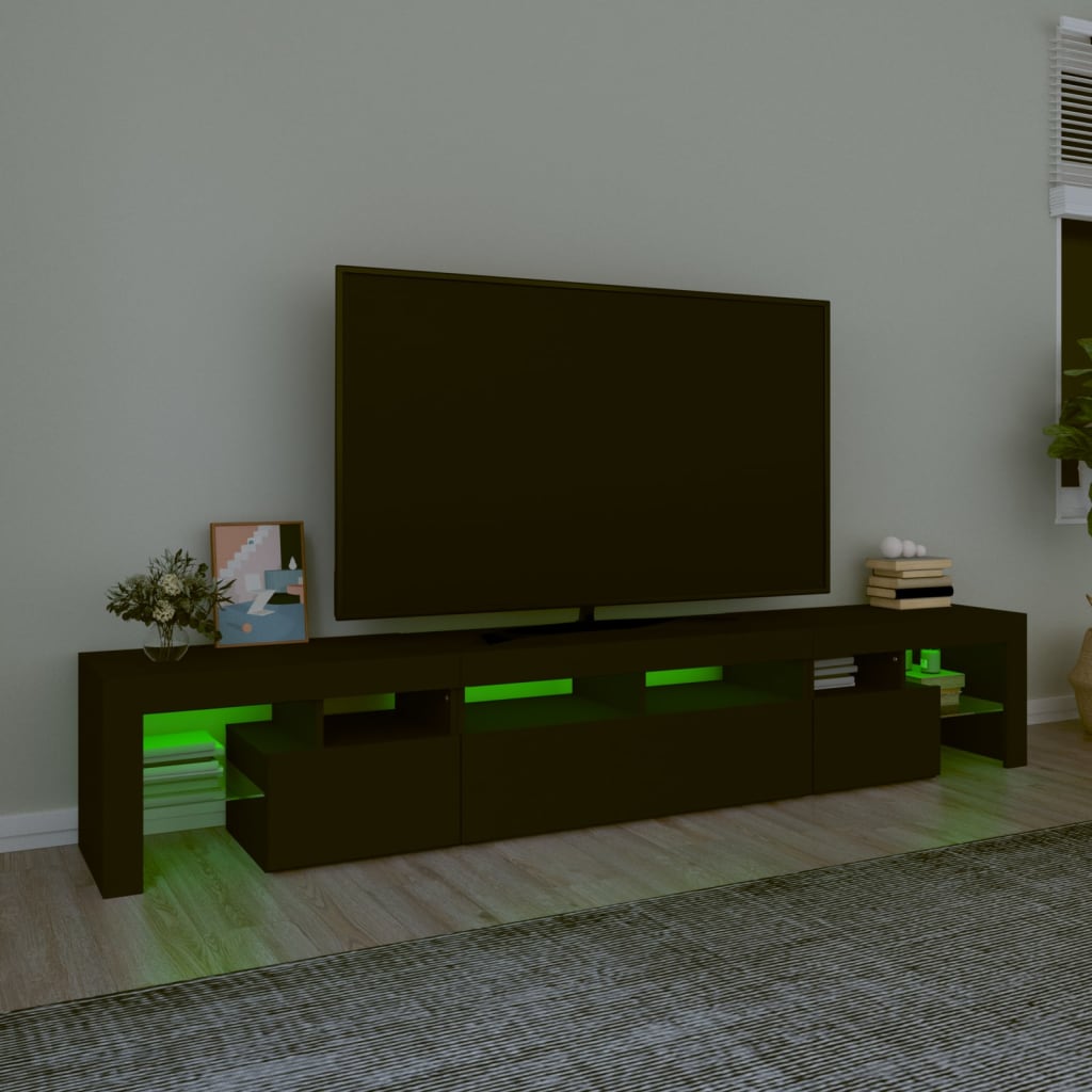 vidaXL TV skrinka s LED svetlami čierna 230x36,5x40 cm