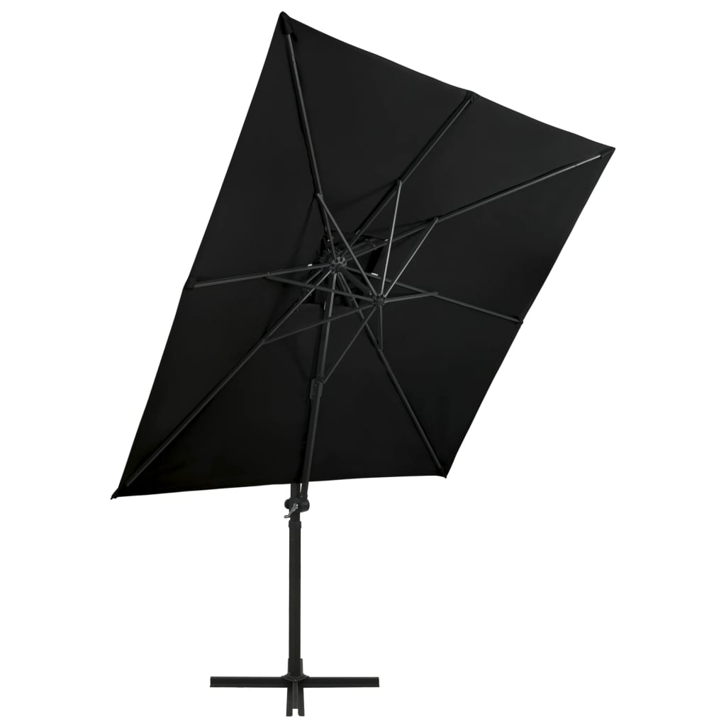 vidaXL Závesný slnečník s dvojitou strieškou 250x250 cm čierny
