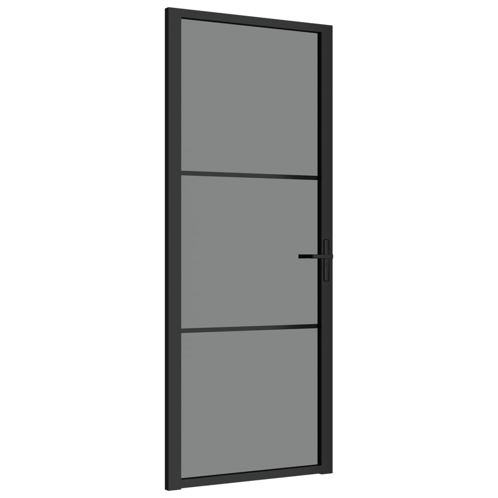 vidaXL Vnútorné dvere 83x201,5 cm čierne ESG sklo a hliník