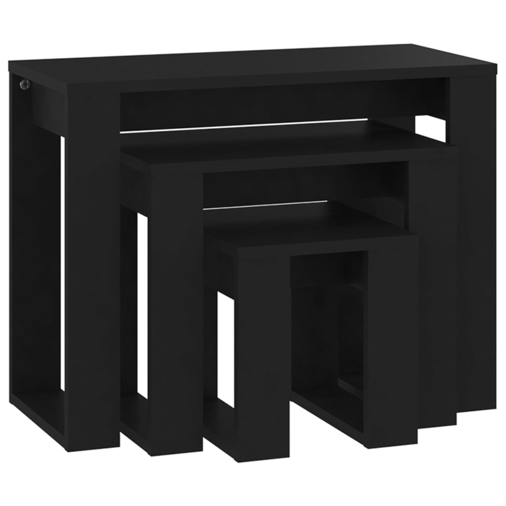 vidaXL Zasúvacie stolíky 3 ks, čierne, kompozitné drevo