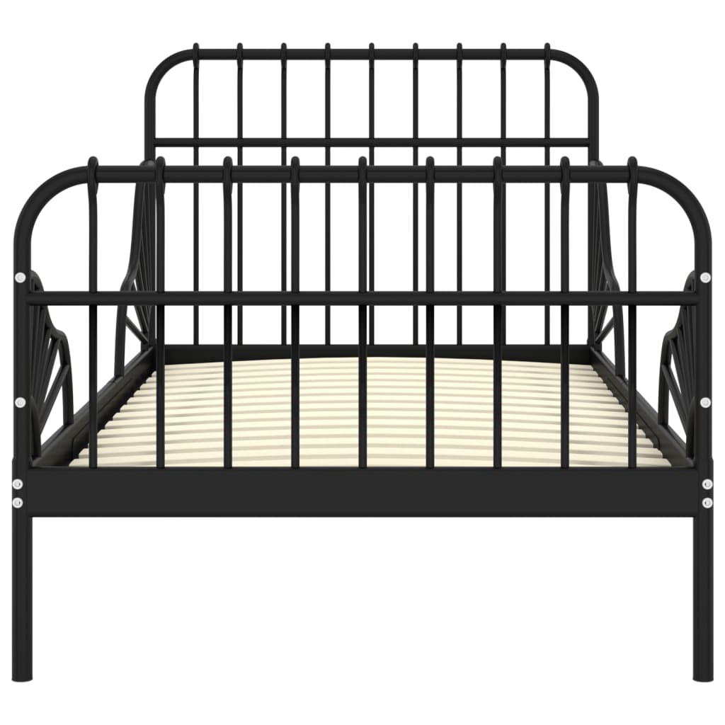 vidaXL Rozšíriteľný posteľný rám čierny kovový 80x130/200 cm