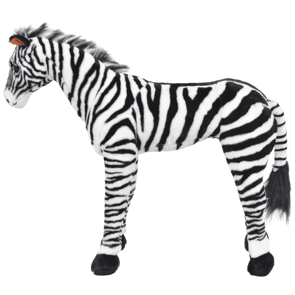 vidaXL Stojaca plyšová hračkárska zebra, čierno biela XXL