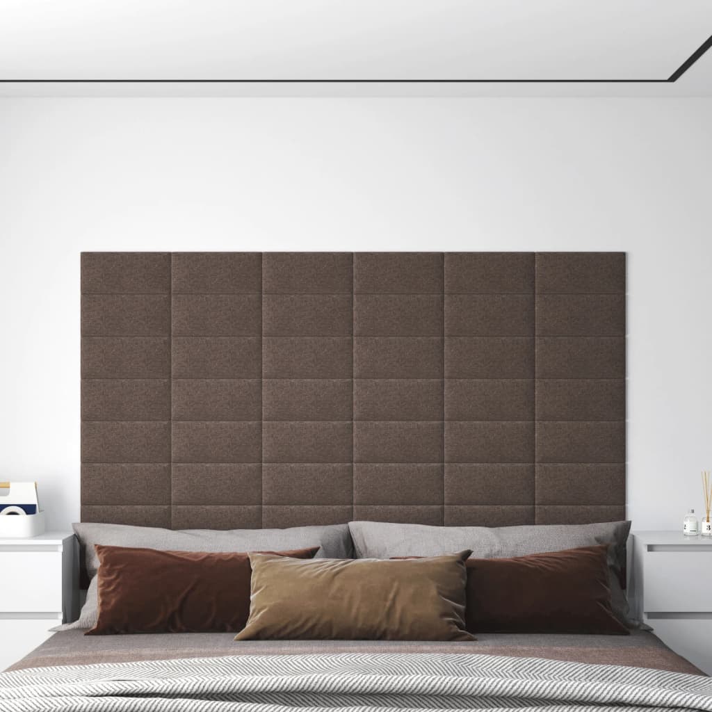 vidaXL Nástenné panely 12 ks sivohnedé 30x15 cm látkové 0,54 m²