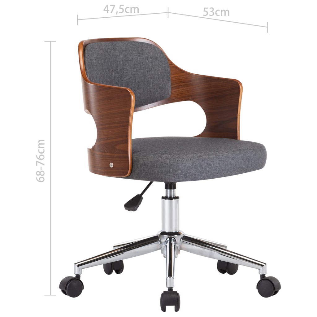 vidaXL Otočné jedálenské stoličky 4 ks sivé ohýbané drevo a látka