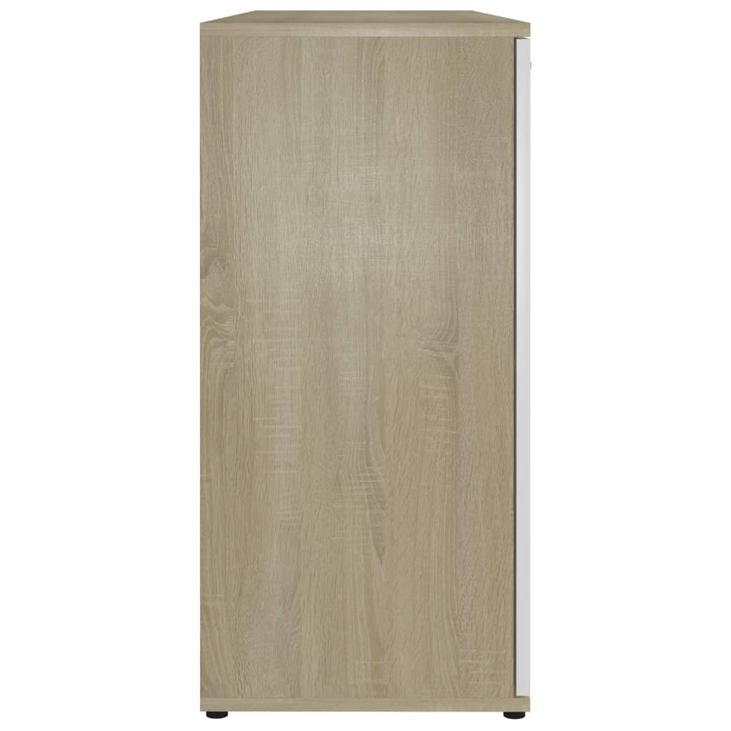 vidaXL Komoda, biela a dub sonoma 120x35,5x75 cm, kompozitné drevo