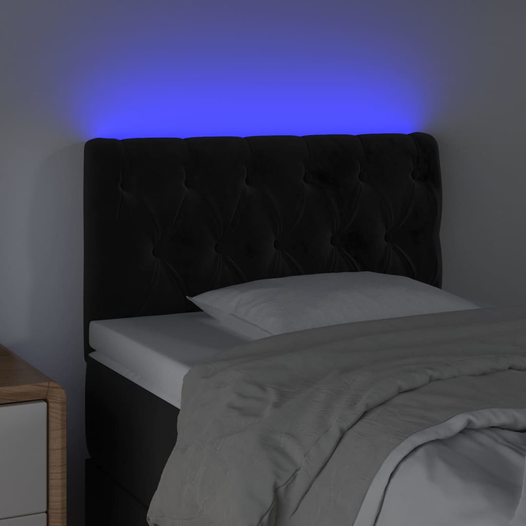vidaXL Čelo postele s LED čierne 80x7x78/88 cm zamat