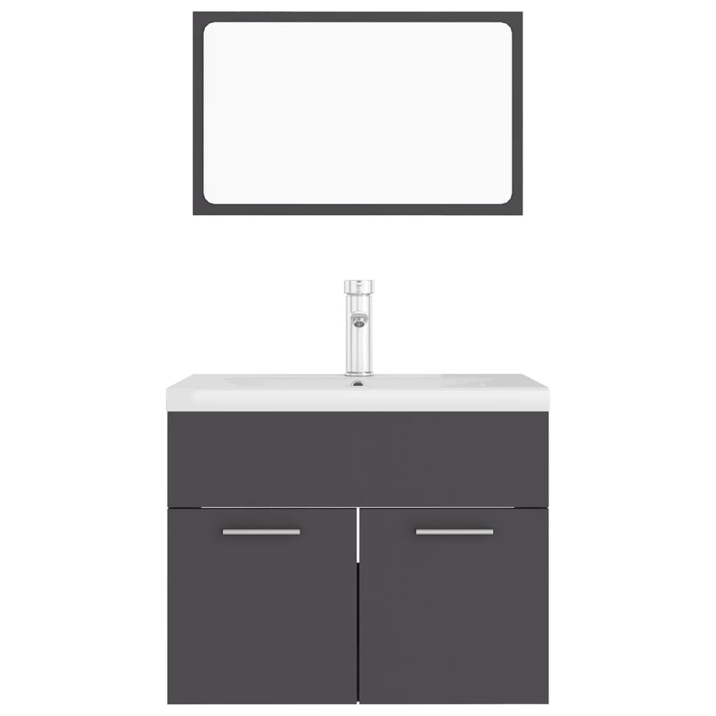 vidaXL Súprava kúpeľňového nábytku sivá drevotrieska