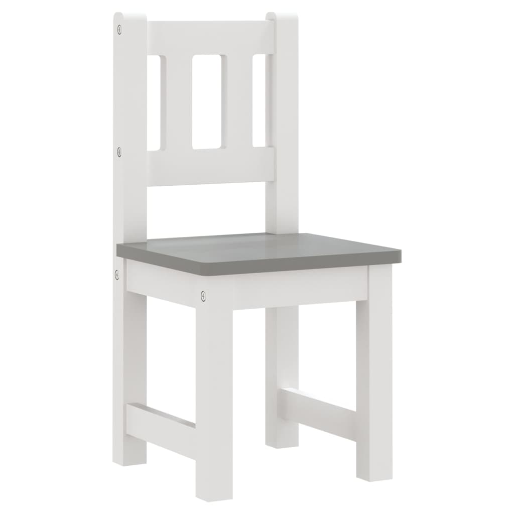 vidaXL 4-dielna sada detského stola a stoličiek, bielo sivá, MDF
