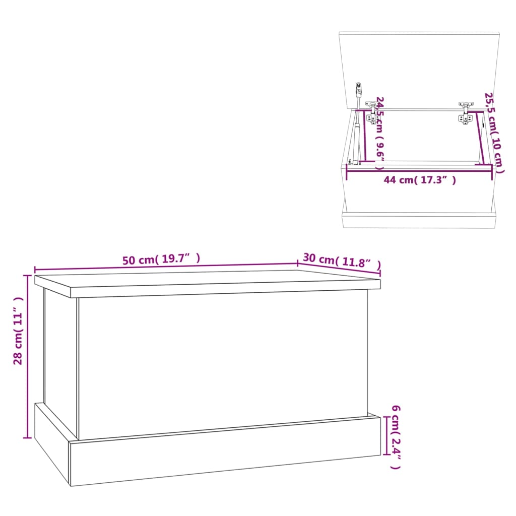 vidaXL Úložný box betónovo-sivý 50x30x28 cm spracované drevo