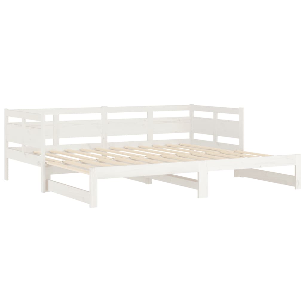 vidaXL Rozkladacia denná posteľ biela borovicový masív 2x(90x190) cm