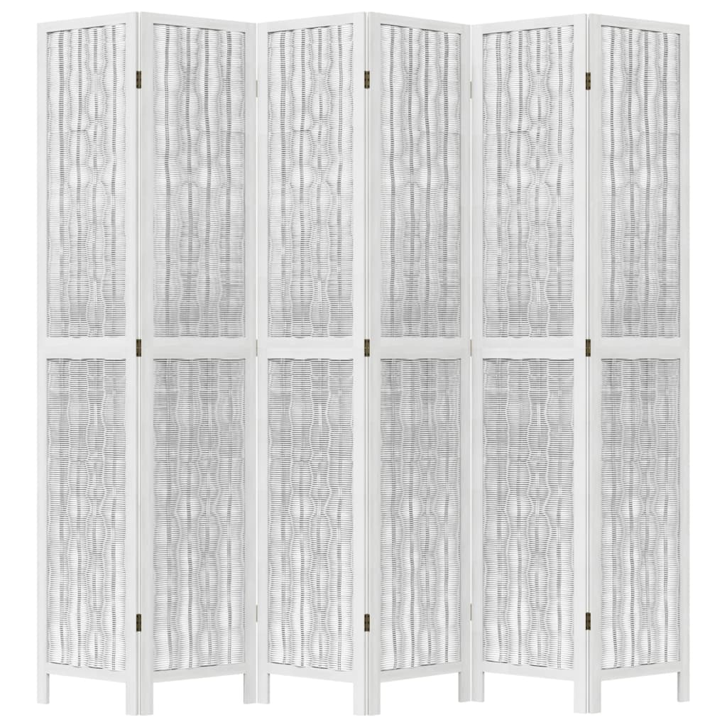 vidaXL Paraván 6 panelov biely masívne drevo paulovnie
