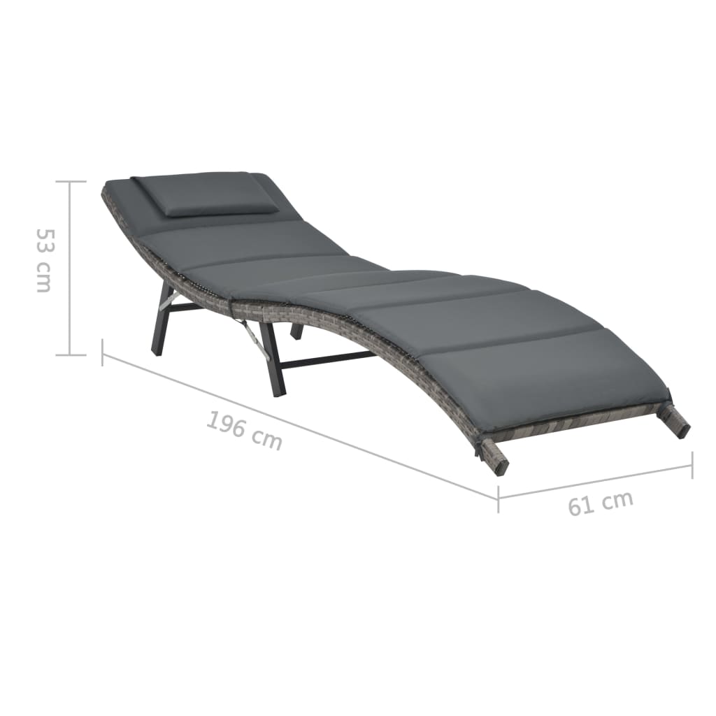 vidaXL 3-dielna skladacia záhradná sedacia súprava sivá polyratanová