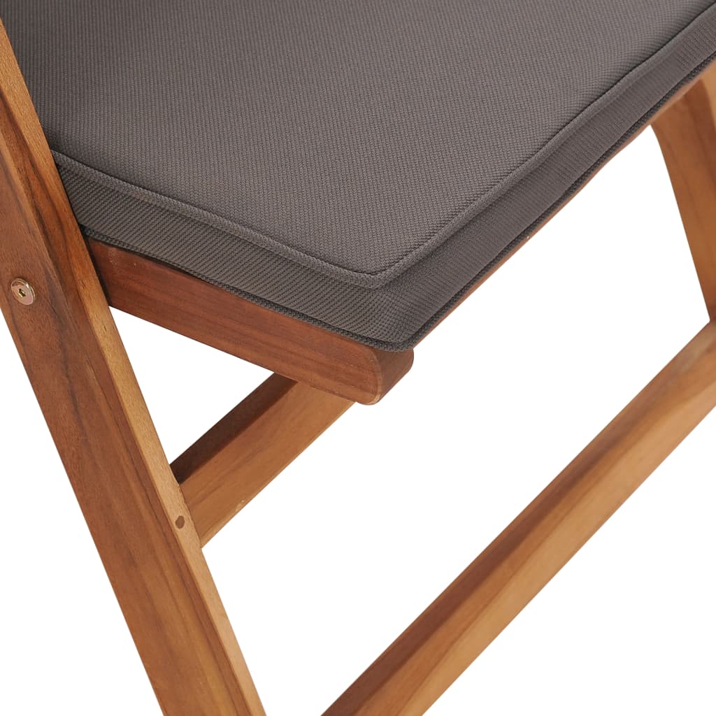 vidaXL Sklápacie záhradné stoličky+podložky 2 ks tíkový masív, sivé