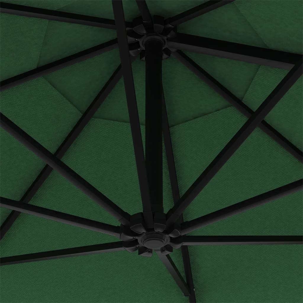 vidaXL Nástenný slnečník s kovovou tyčou 300 cm zelený
