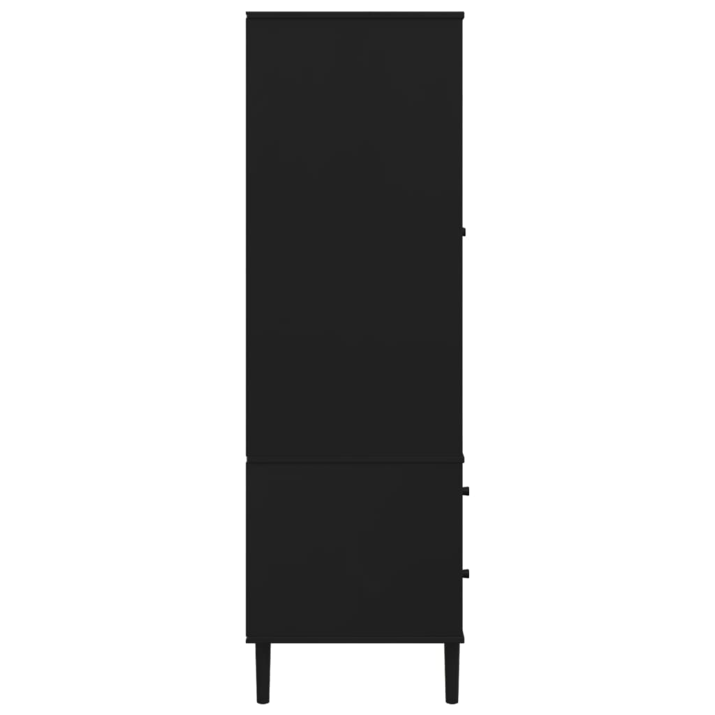 vidaXL Šatník SENJA, ratanový čierny 90x55x175 cm, borovicový masív
