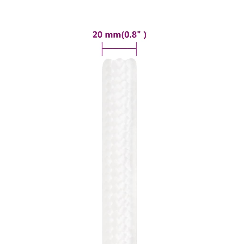 vidaXL Lodné lano biele 20 mm 100 m polypropylén