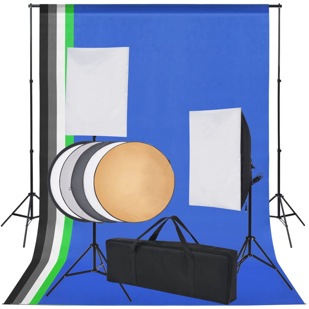 vidaXL Fotografická súprava s 5 farebnými pozadiami & 2 softboxmi