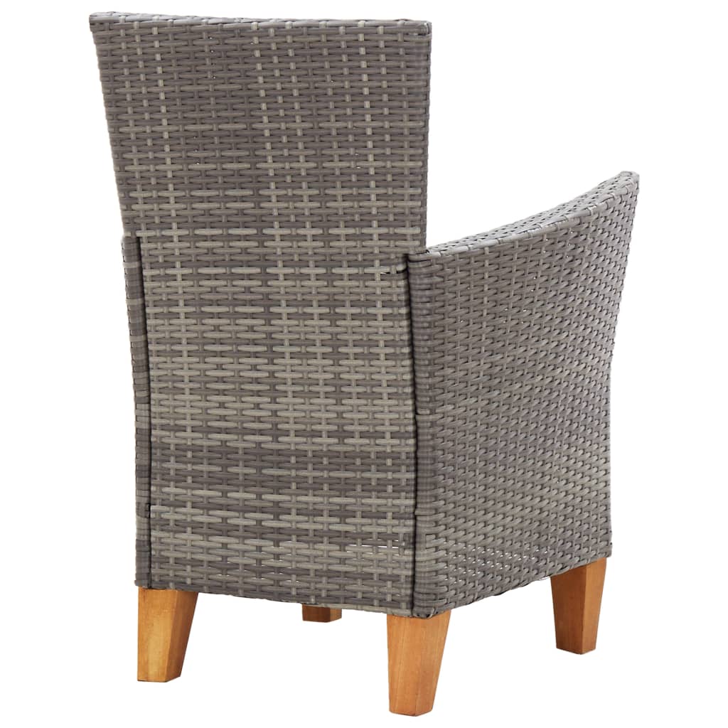 vidaXL Záhradné stoličky 2 ks s podložkami sivé polyratanové