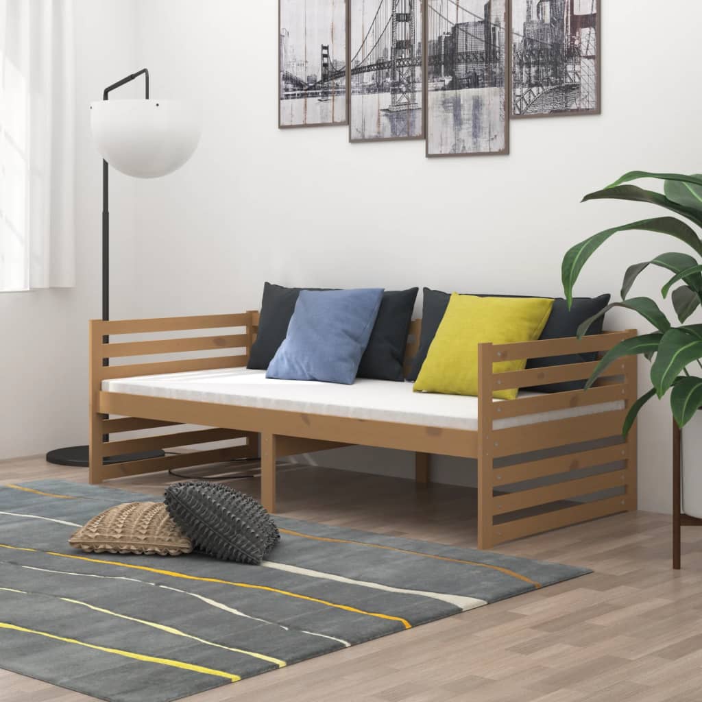 vidaXL Denná posteľ s matracom 90x200 cm hnedá borovicové drevo