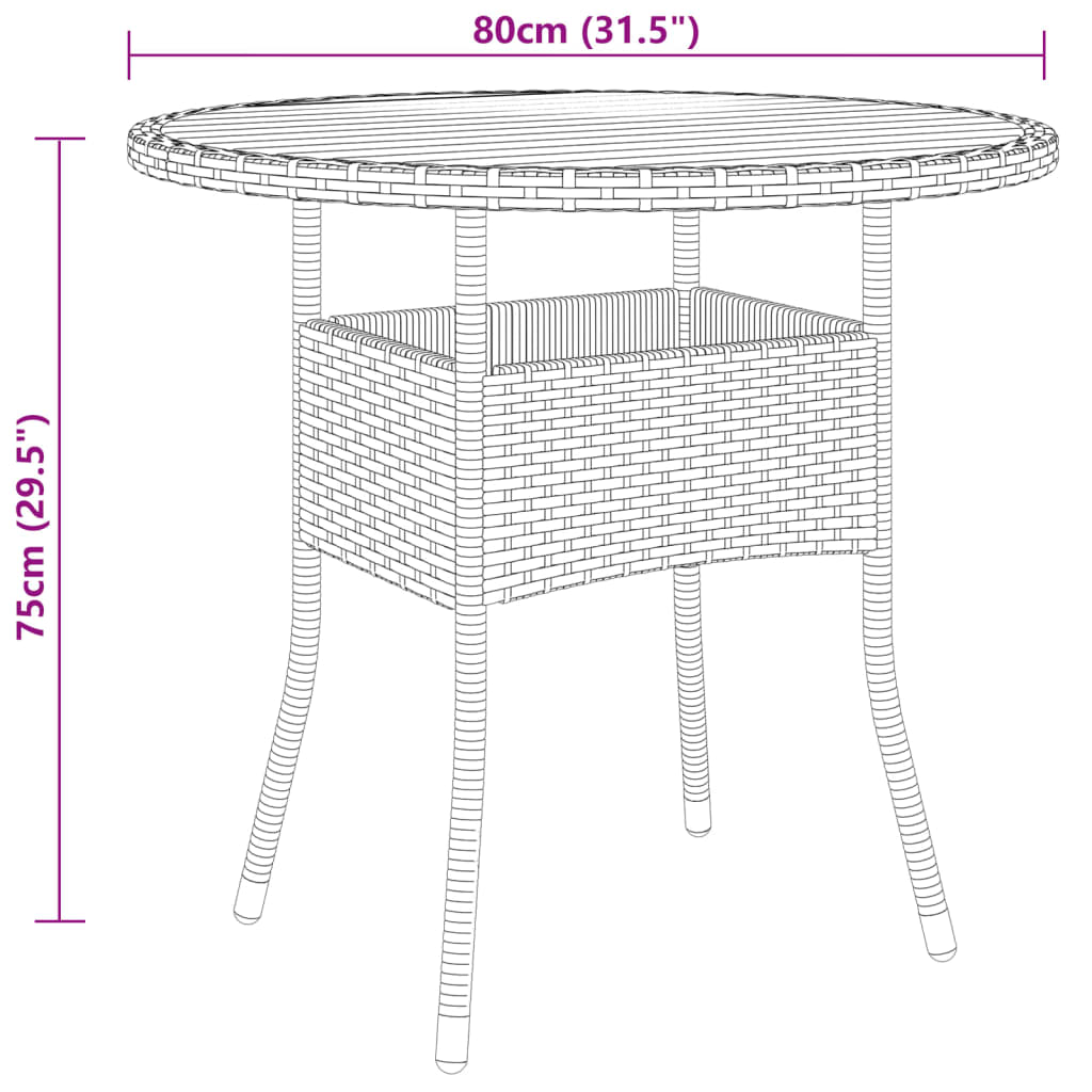 vidaXL Záhradný stôl Ø80x75 cm akáciové drevo a polyratan sivý