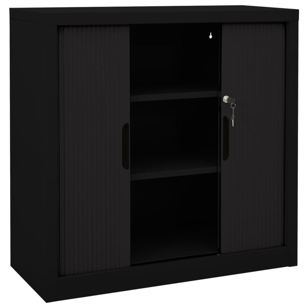 vidaXL Skriňa s posuvnými dverami, čierna 90x40x90 cm, oceľ