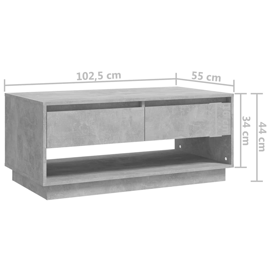 vidaXL Konferenčný stolík sivý 102,5x55x44 cm drevotrieska
