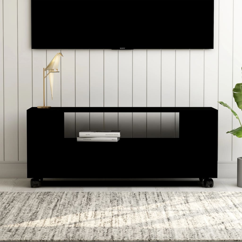 vidaXL TV skrinka čierna 120x35x48 cm spracované drevo