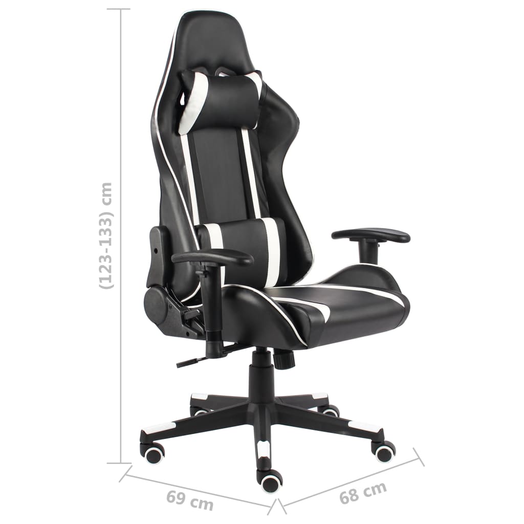 vidaXL Otočná herná stolička biela PVC