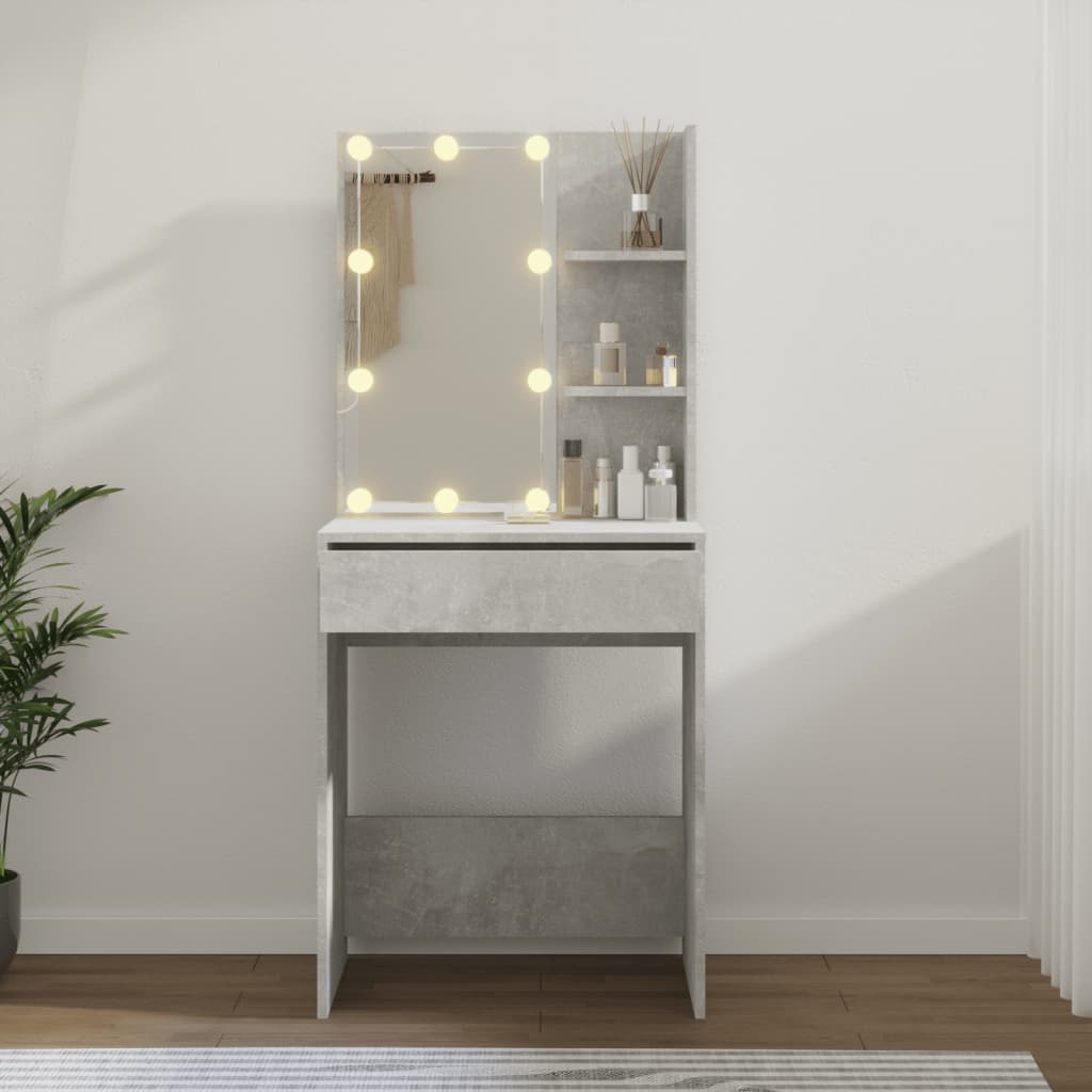 vidaXL Toaletný stolík s LED betónovo sivý 60x40x140 cm