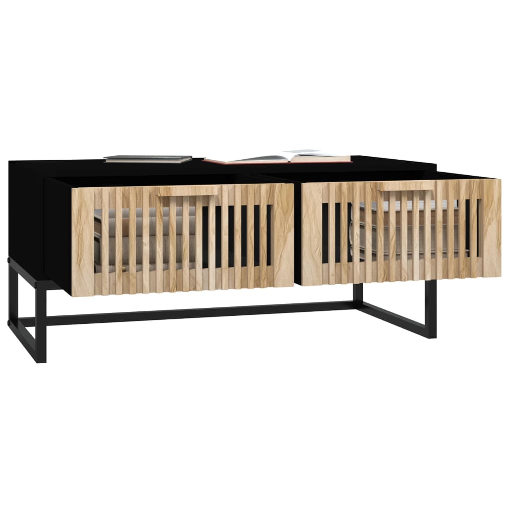 vidaXL Konferenčný stolík čierny 80x40x35 cm kompozitné drevo a železo