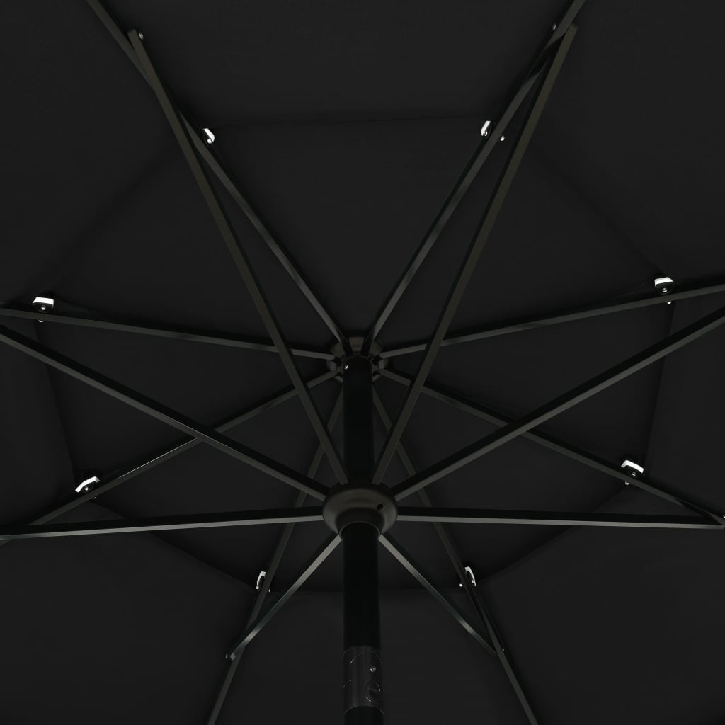 vidaXL 3-stupňový slnečník s hliníkovou tyčou čierny 3,5 m
