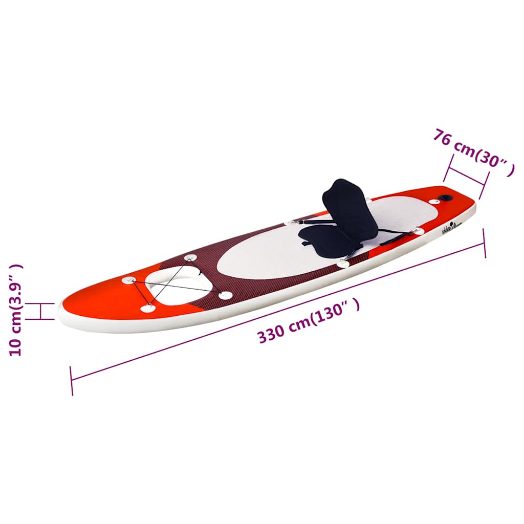 vidaXL Nafukovací Stand up paddleboard červený 330x76x10 cm