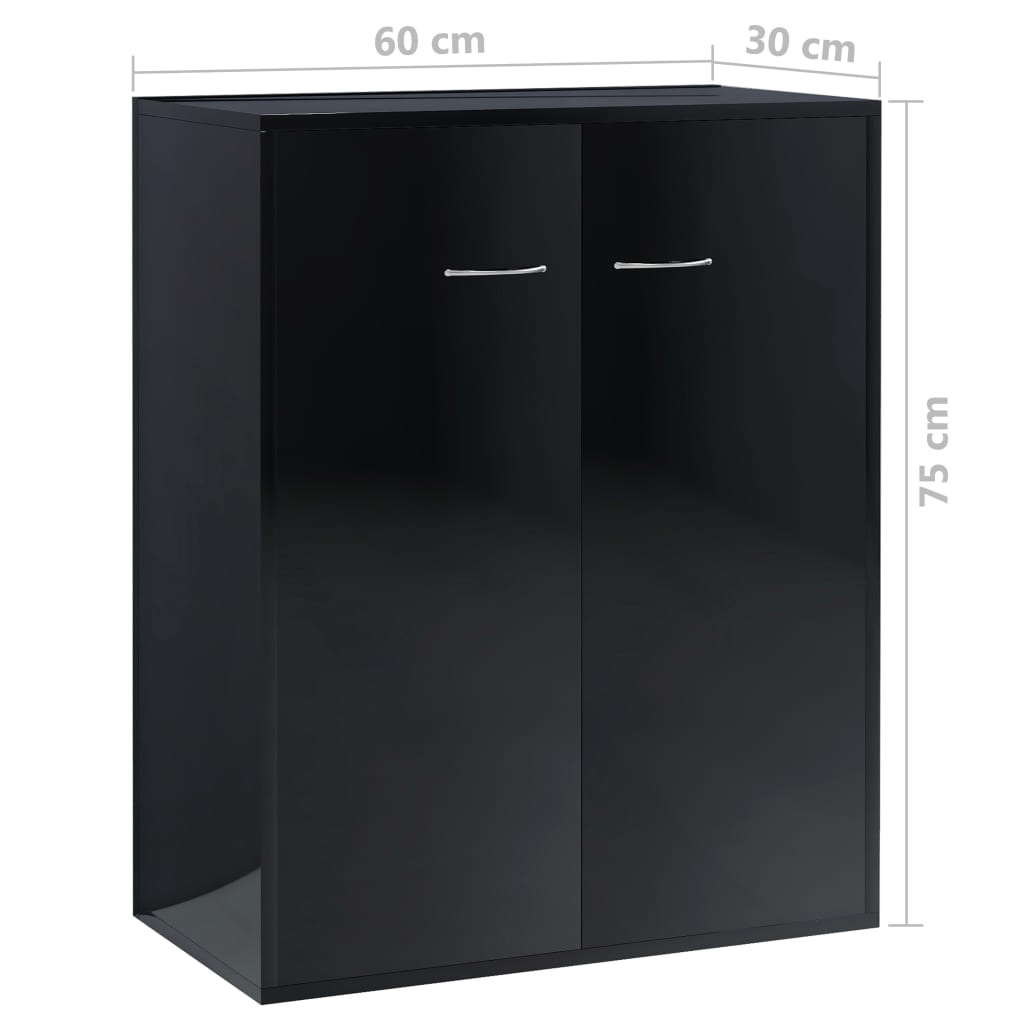 vidaXL Komoda, lesklá čierna 60x30x75 cm, kompozitné drevo