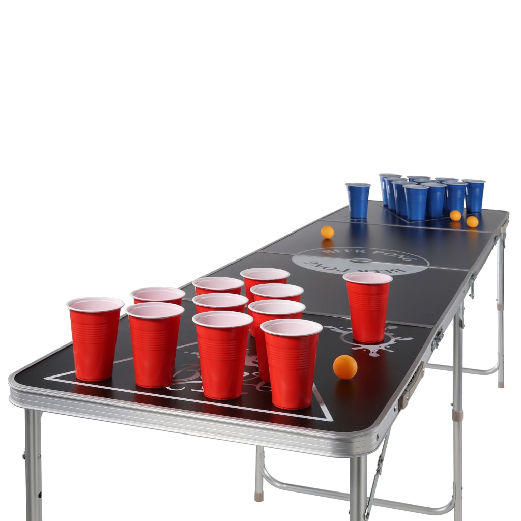 HI Skladací stôl na Beer Pong výškovo nastaviteľný čierny