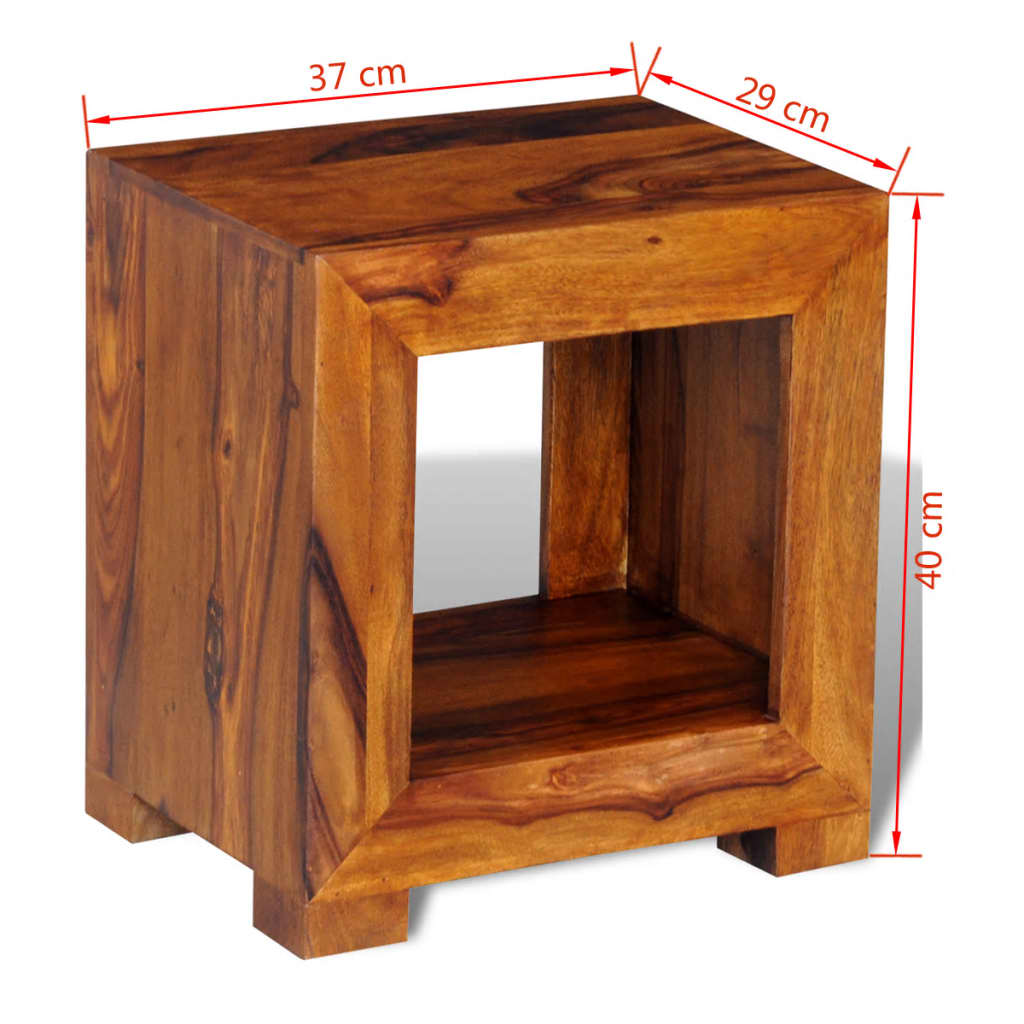 vidaXL Odkladací stolík, drevený masív sheesham 37x29x40 cm