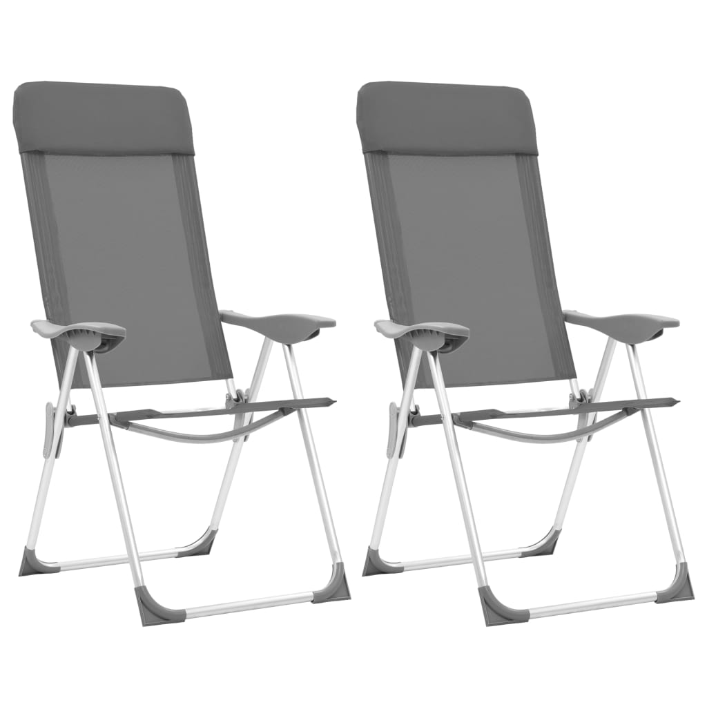 vidaXL Skladacie kempingové stoličky 2 ks, sivé, hliník