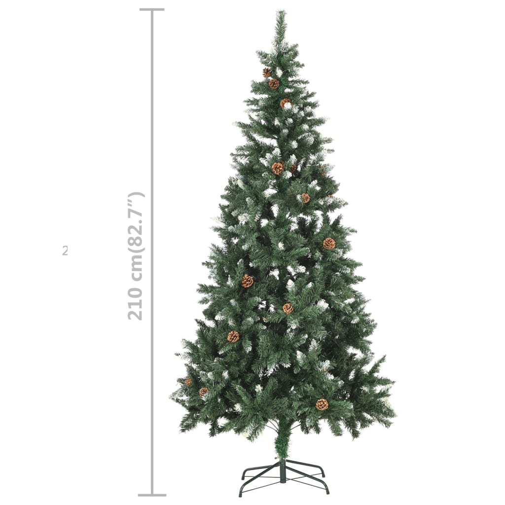 vidaXL Umelý vianočný stromček s LED a súpravou gulí 210 cm